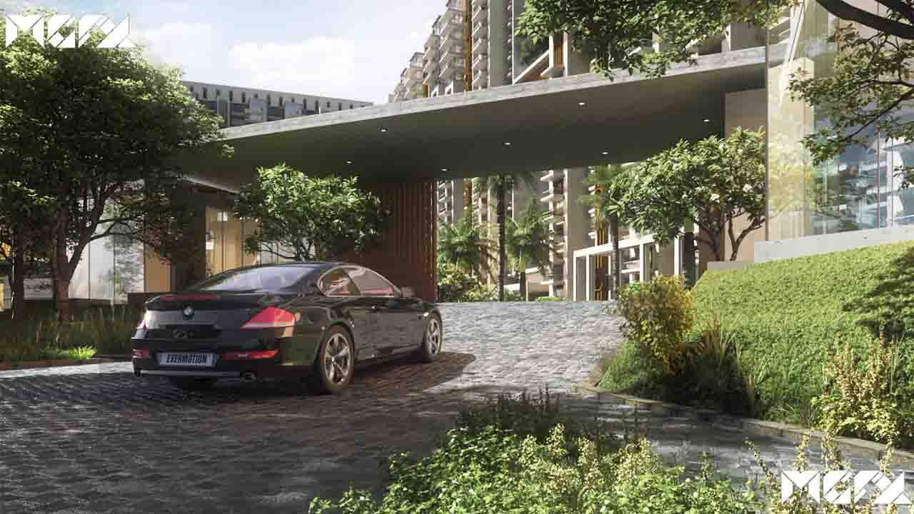 Royce entrance driveway and landscape